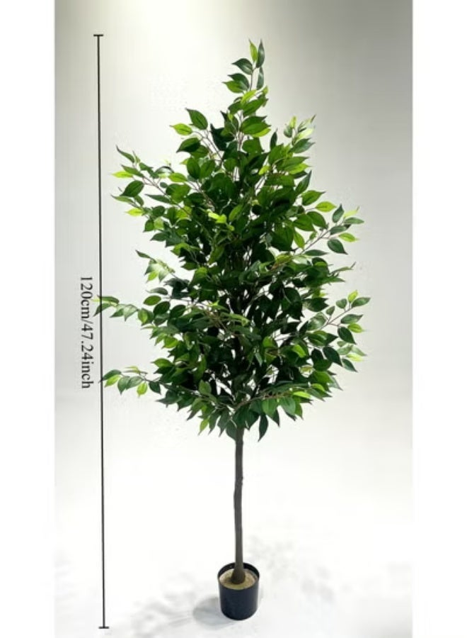 شجرة بانيان اصطناعية - نباتات من فصيلة الصنوبريات (بأوراق تشبه الحرير)، وطحالب اصطناعية، ووعاء أسود متين. هذه النباتات الواقعية مناسبة لتزيين المكاتب والمنازل، ويبلغ ارتفاعها 120 سم. - Image 4